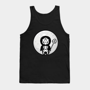 Funny Grim Reaper Critical Fail Polyhedral D20 Dice Moon Tank Top